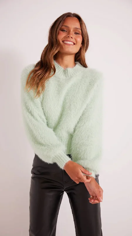 MINK PINK LUMA FLUFFY SWEATER MINT