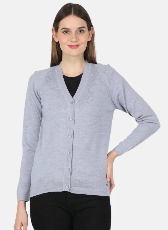 Women Purple Solid Cardigan