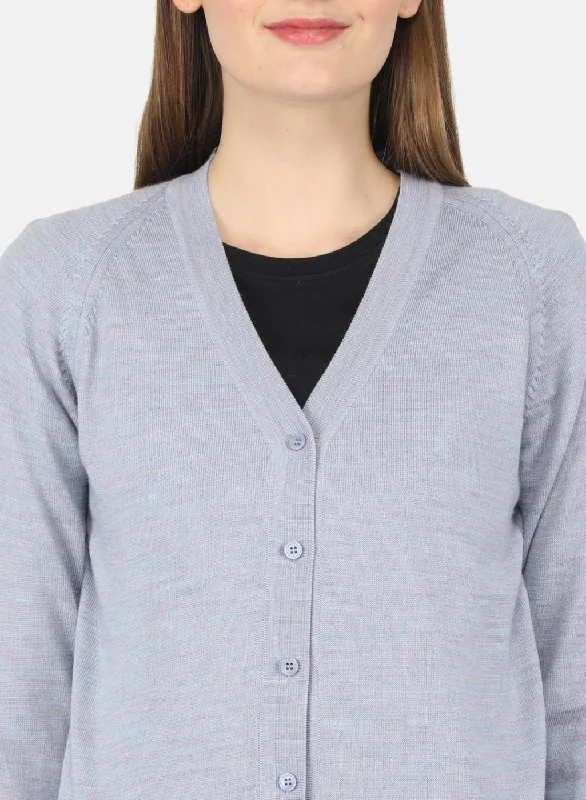 Women Purple Solid Cardigan