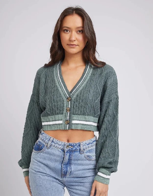 SILENT THEORY LEXI CROP CARDI GREEN