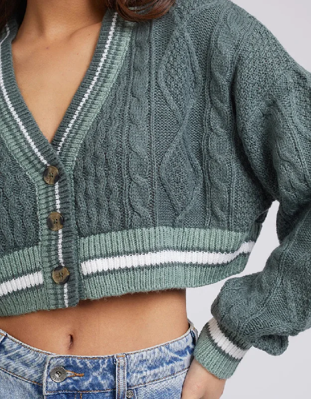 SILENT THEORY LEXI CROP CARDI GREEN