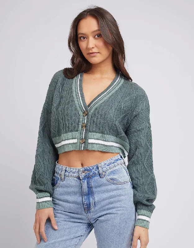 SILENT THEORY LEXI CROP CARDI GREEN