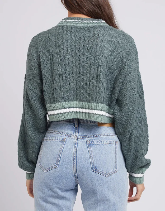 SILENT THEORY LEXI CROP CARDI GREEN