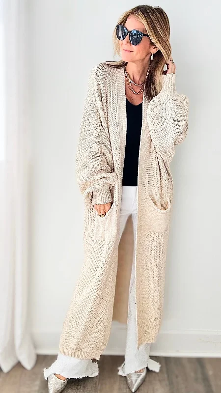 Sugar High Long Italian Cardigan - Ecru