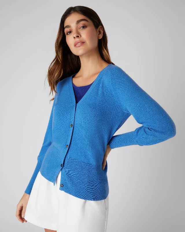 Women's V Necked Cashmere Cardigan Zanzibar Blue