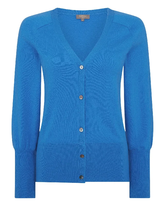 Women's V Necked Cashmere Cardigan Zanzibar Blue