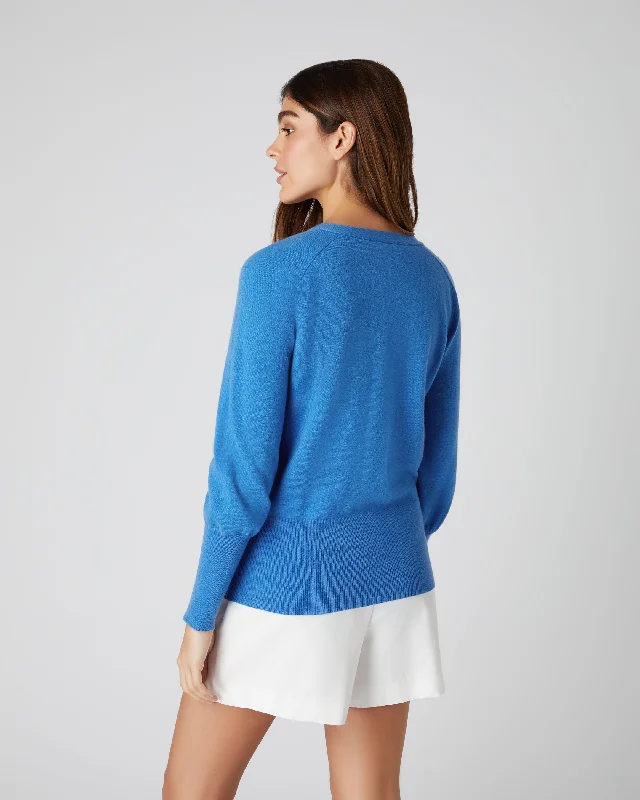 Women's V Necked Cashmere Cardigan Zanzibar Blue